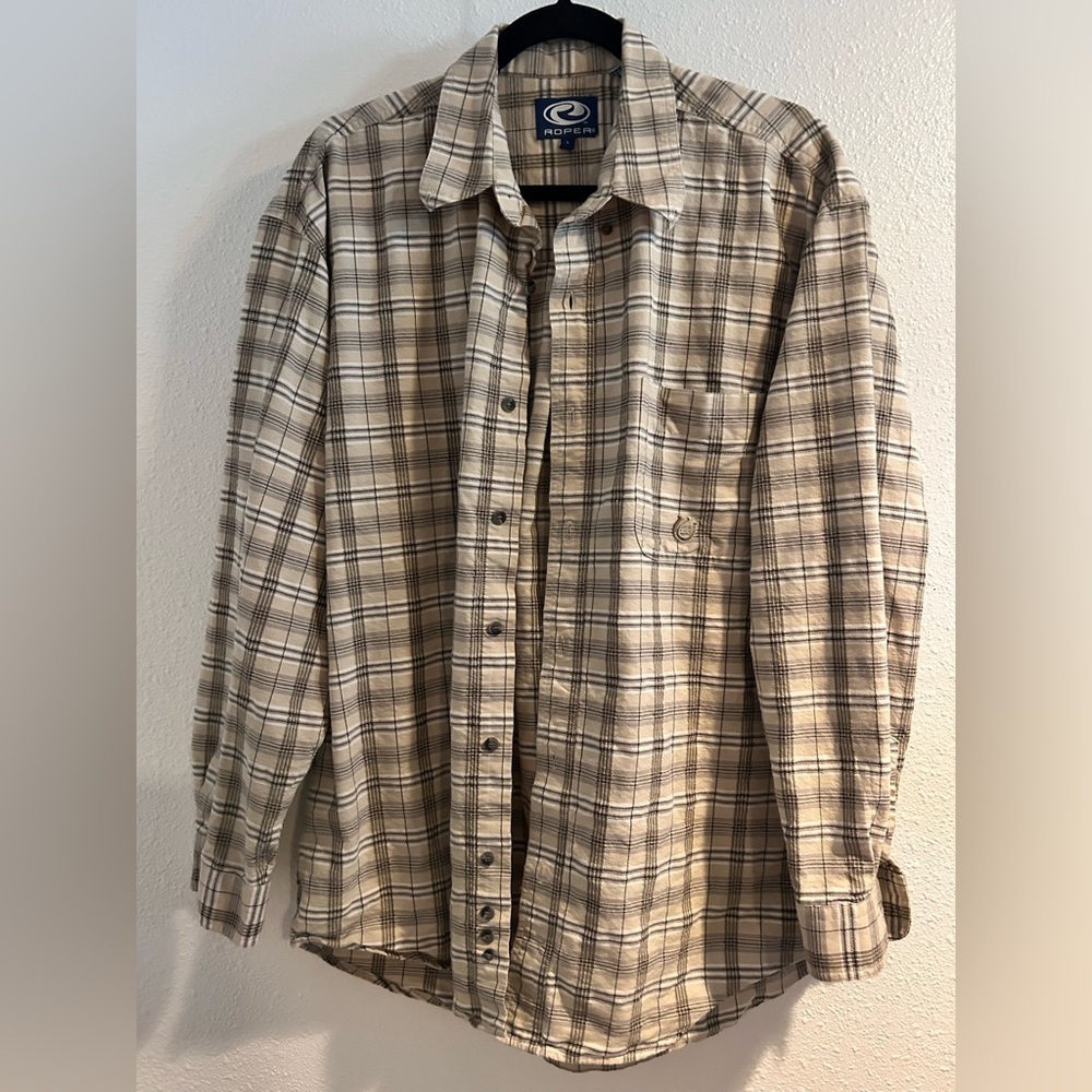 Roper Men's Plaid Casual Button Down Shirt Size Large